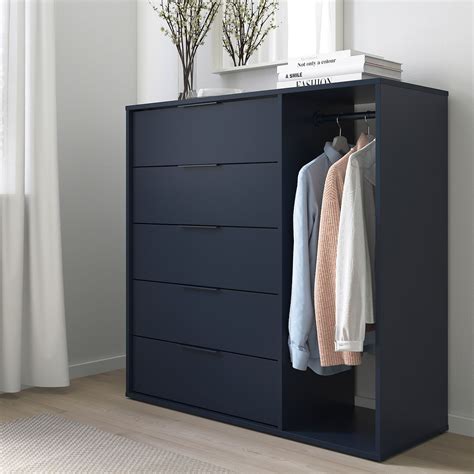 NORDMELA Chest of drawers with clothes rail - black-blue - IKEA | Sort ...