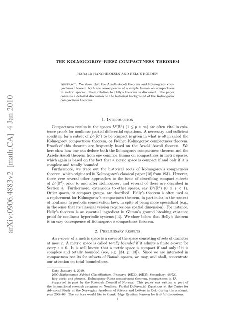 (PDF) The Kolmogorov–Riesz compactness theorem