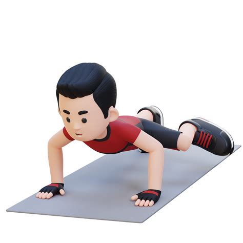 3D Sporty Male Character Performing Spiderman Push Up Exercise at Home ...