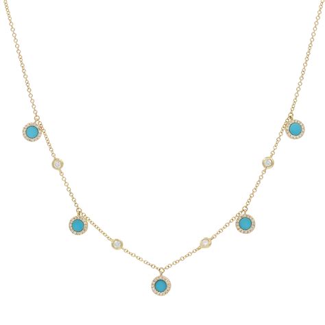 Turquoise Diamond Choker Necklace in 14k Gold - KAMARIA