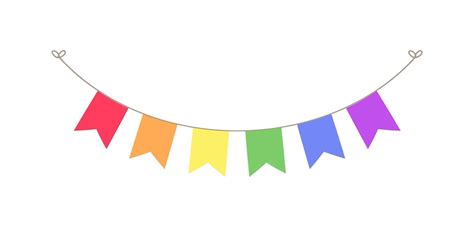 Rainbow flag garland bunting divider simple vector illustration clipart ...