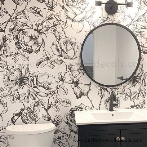 Black and White Floral Wallpaper Peel and Stick Wallpaper - Etsy