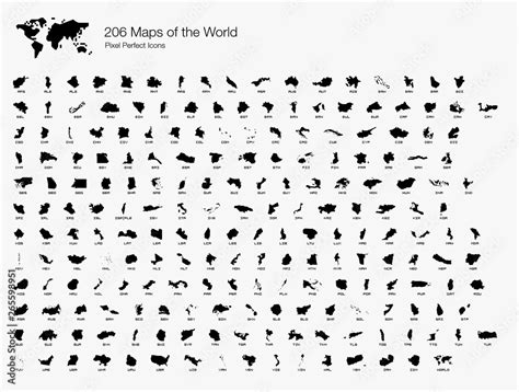 All 206 Complete Countries Map of the World Pixel Perfect Icons (Filled ...