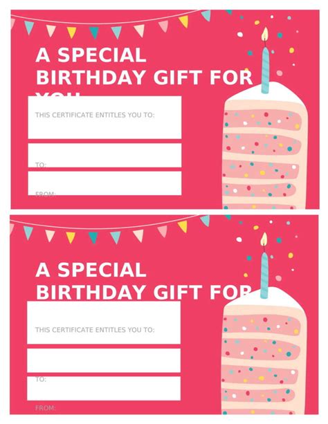 Birthday gift certificate Bright design Template in Word (.Docx File ...