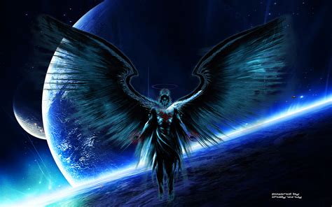 Dark Angel: HD Wallpaper of Cosmic Elegance