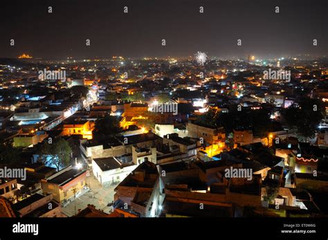 Jodhpur old city in night view ; Jodhpur ; Rajasthan ; India Stock ...