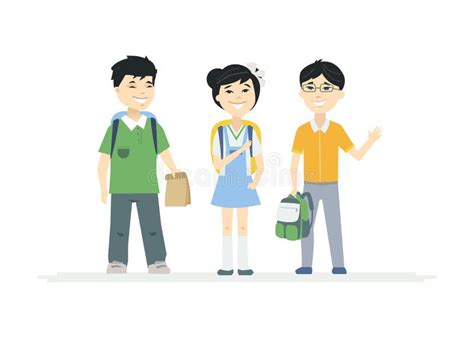 Chinese School Children - Cartoon People Characters Illustration Stock ...