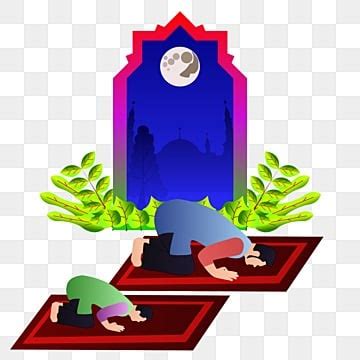 Vector Illustration Of Prayers Sholat Islamic Muslim In Ruku Position ...