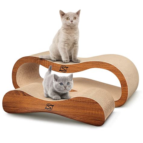 ScratchMe 2 in 1 Cat Scratcher Cardboard Lounge Bed Scratching Post ...