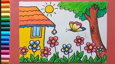 Simple Garden Drawing For Kids