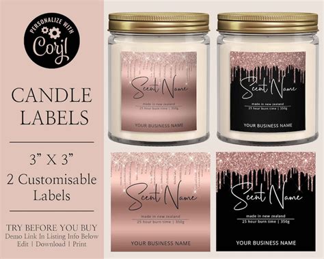 Candle Label Template Candle Label Printable Candle Label | Etsy