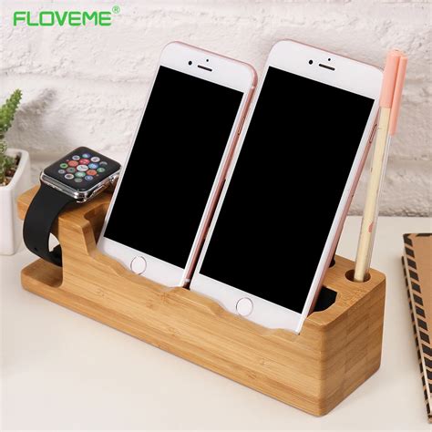 FLOVEME Hot Genuine Wooden Charging Dock Phone Holder Stand Mobile ...