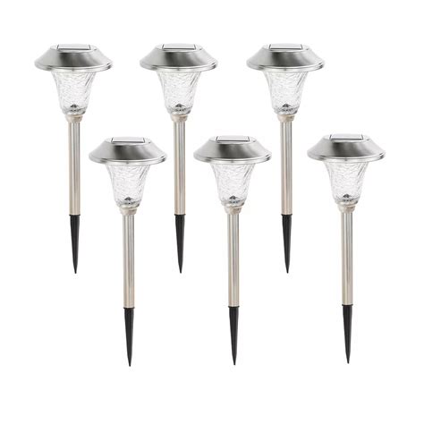 Hampton Bay 10 Lumen Solar LED Stainless Steel Landscape Pathway Light ...