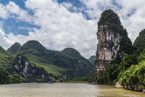 Karst Mountains and Limestone Peaks of Li River in China Stock Photo ...