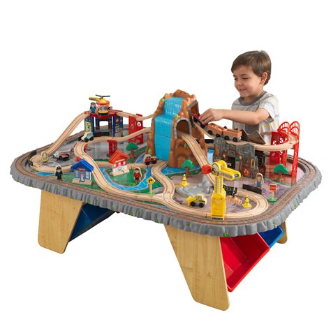 KidKraft Waterfall Junction Wooden Train Set & Table with 112 ...