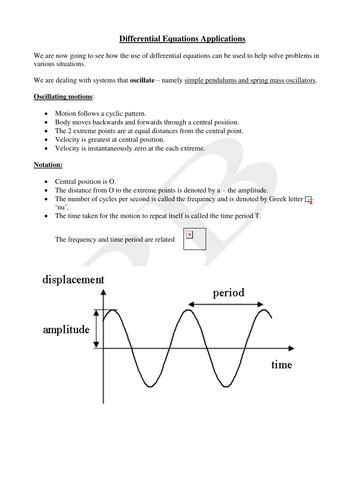 Differential Equations Applications | Teaching Resources