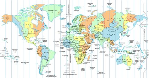 Free Large World Time Zone Map Printable [PDF]