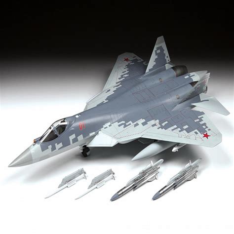 Zvezda Russian Fifth-Generation Fighter SU-57 Aircraft Model Kit (Scale ...