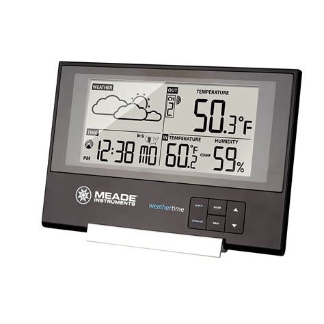 Clock Weather Station, Meade Te346w Slim Indoor Desk Wall Weather ...