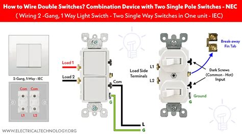 How to Wire Double Switch? 2-Gang, 1-Way Switch - IEC & NEC