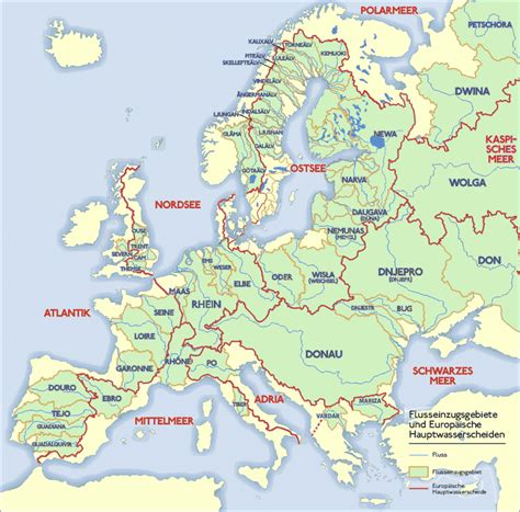 European major Rivers & their drainage basins - Vivid Maps