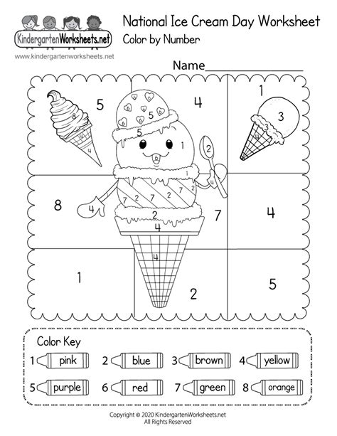 Free Printable National Ice Cream Day Worksheet