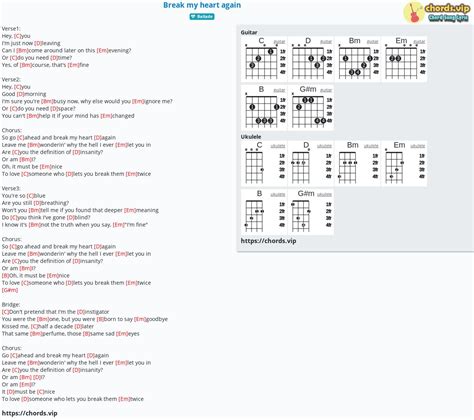 Chord: Break my heart again - tab, song lyric, sheet, guitar, ukulele ...