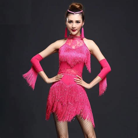 short sequin fringe latin dress ballroom tango dresses salsa dance ...