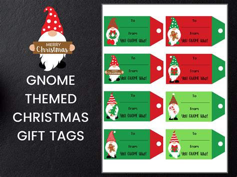 Christmas Gnomes Gift Tags, Christmas Gift Tag, Printable Gift Tag ...