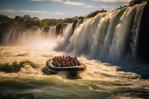 Premium AI Image | Iguazu Falls Adventure Boat Tour