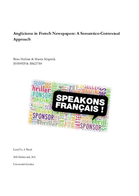 (PDF) Anglicisms in French Newspapers: A Semantico-Contextual Approach ...