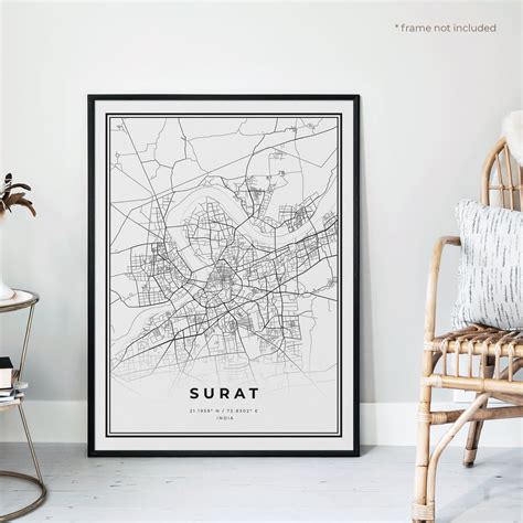 Surat Map Print Surat Street Map Posterindia Modern | Etsy