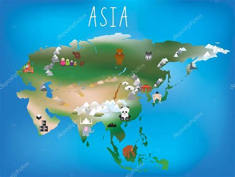 Map of asia with landmarks | Childrens map, asia and asian continent ...