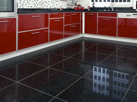 black shiny floor tiles - Kathlene Blakely