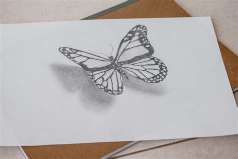 Step By Step 3D Butterfly Drawings In Pencil / Monarch Butterfly ...