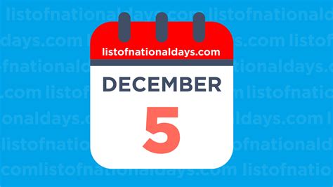 DECEMBER 5TH: National Holidays,Observances & Famous Birthdays