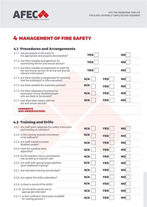 Free Fire Safety Risk Assessment Checklist Template What To Do After ...