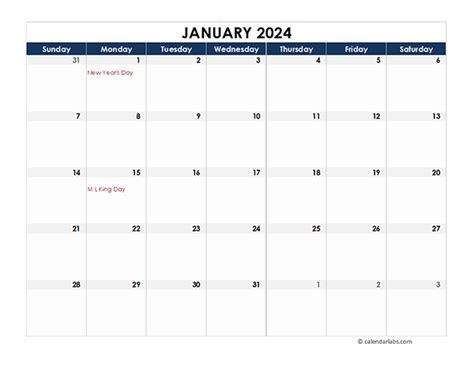 Free Calendar Template 2024 - Printable Templates Free