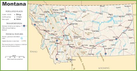 Montana Road Map Highway Map Of Montana Montana Roadmap Highway Map ...