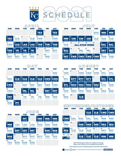 Kansas City Royals 2021 schedule: Season opens April 1 against Texas ...