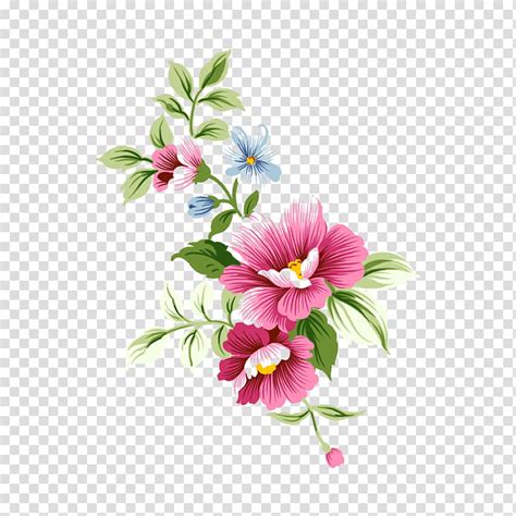 Pink And Blue Flowers Clipart - Rectangle Circle