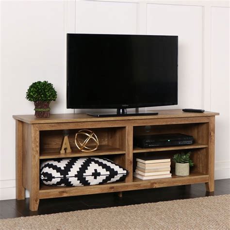 Walker Edison Open Shelf 60 inch TV Stand Barnwood W58CSPBW