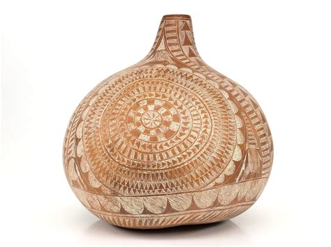 Lot - Hand Carved Tribal Gourd