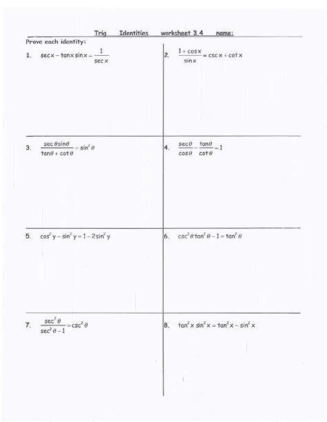 Verifying Trig Identities Worksheet – Zip Worksheet