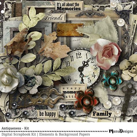 Vintage Digital Scrapbook Kit, Digital Graphics, Vintage Printable ...