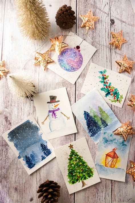 Printable Watercolor Christmas Cards | Cooking My Dreams