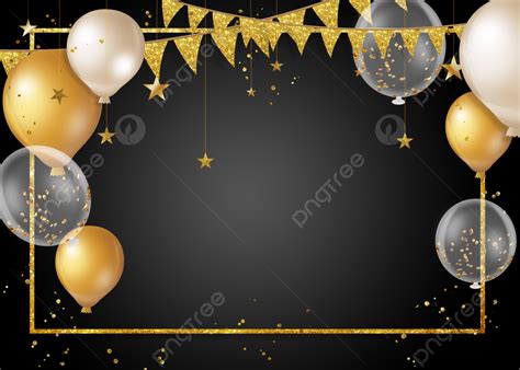 Birthday Celebration Pennant Balloons Black Gold Background, Black Gold ...