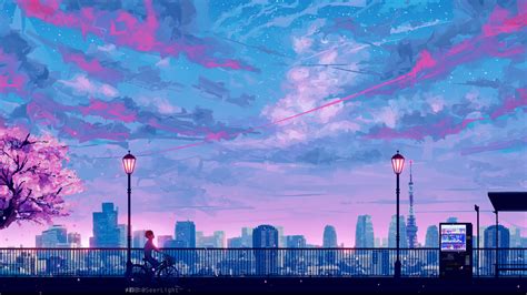 1366x768 Anime Cityscape Landscape Scenery 5k 1366x768 Resolution HD 4k ...