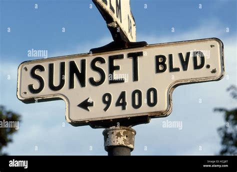 Vintage street sign for Sunset Blvd. in Beverly Hills, CA Stock Photo ...