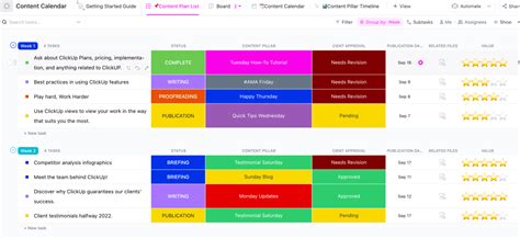 10 Free Content Calendar Templates in Excel, Sheets, & ClickUp